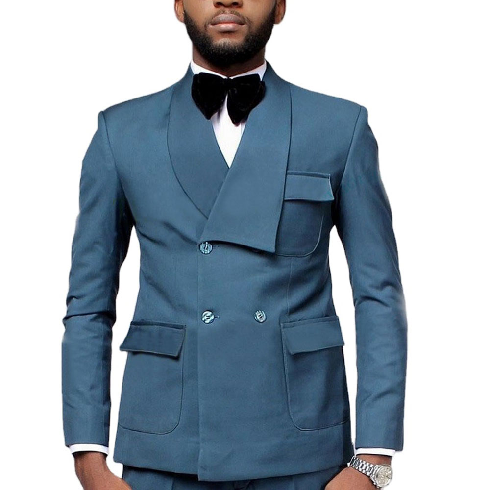 Men Formal Party Wear Dress - Neuestes Design Zweireiher Seeblau Blazer Hosen