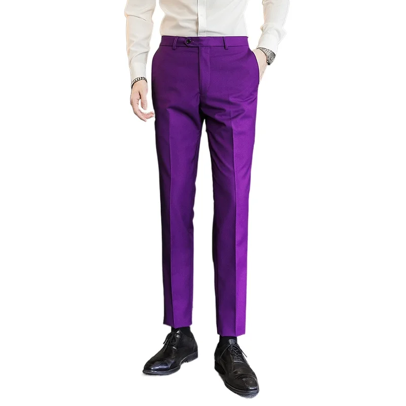 Men Formal Wear Outfits - Einfarbige Herrenanzughose, Büroarbeitshose, lässige elastische Hose