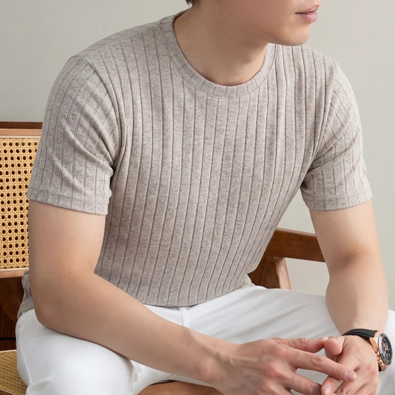 Men Formal Wear Pinterest - Business Casual Geripptes T-Shirt für Herren