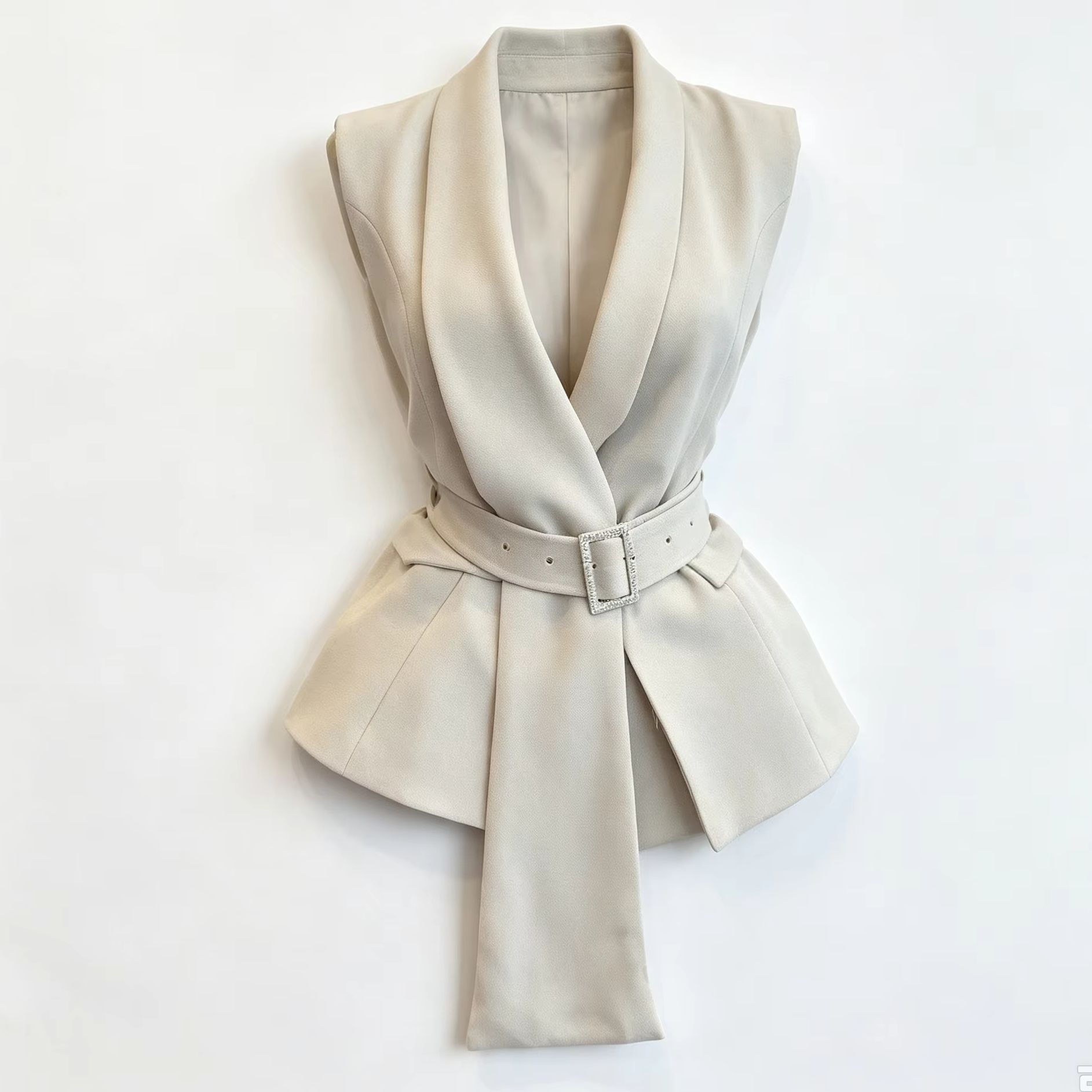 Elegant Formal Men'S Wear - Damen Ärmelloses V-Ausschnitt Westen-Anzug-Set mit Gürtel,