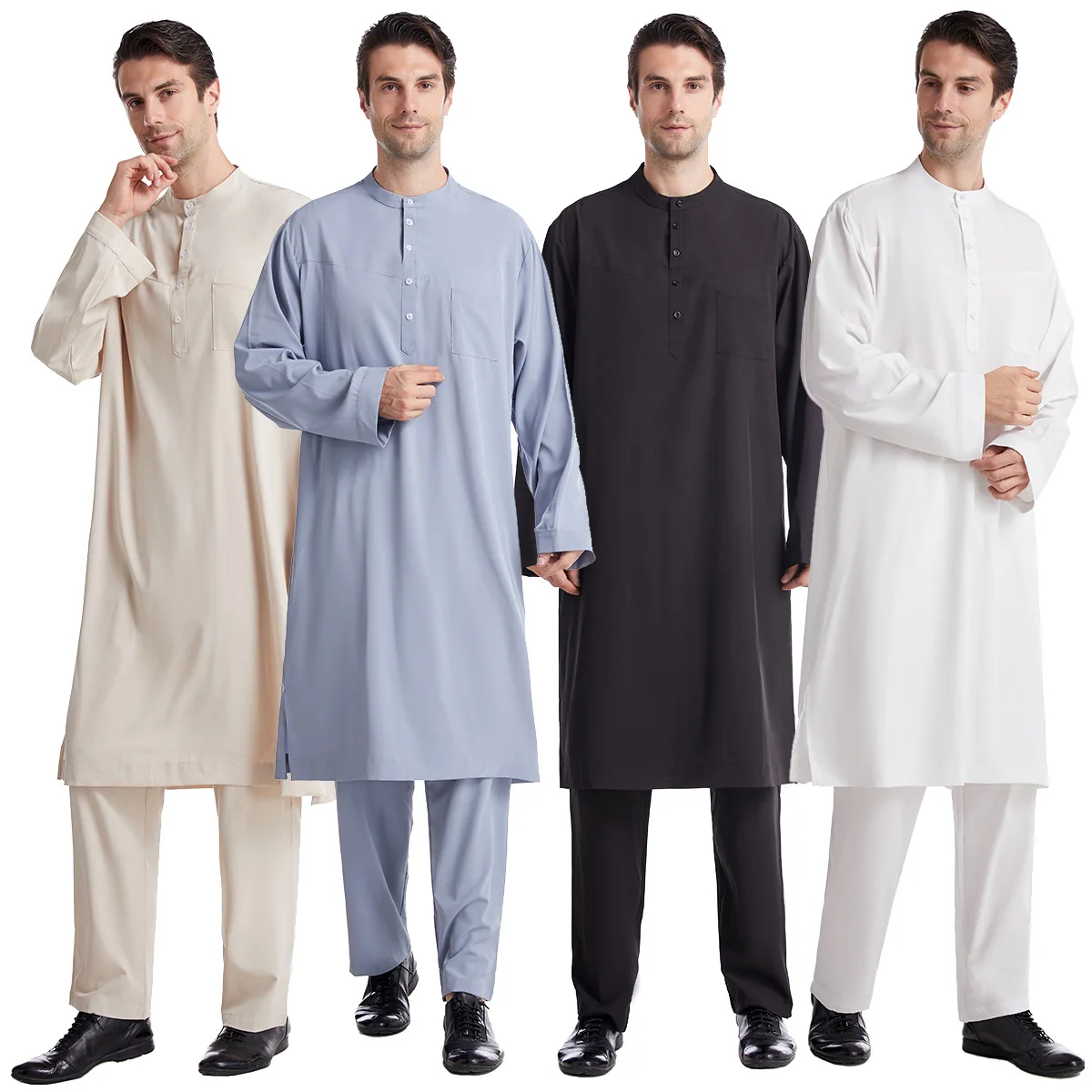 Men Formal Wear Dubai - Muslimische Männer Jubba Thobe 2-teiliges Set