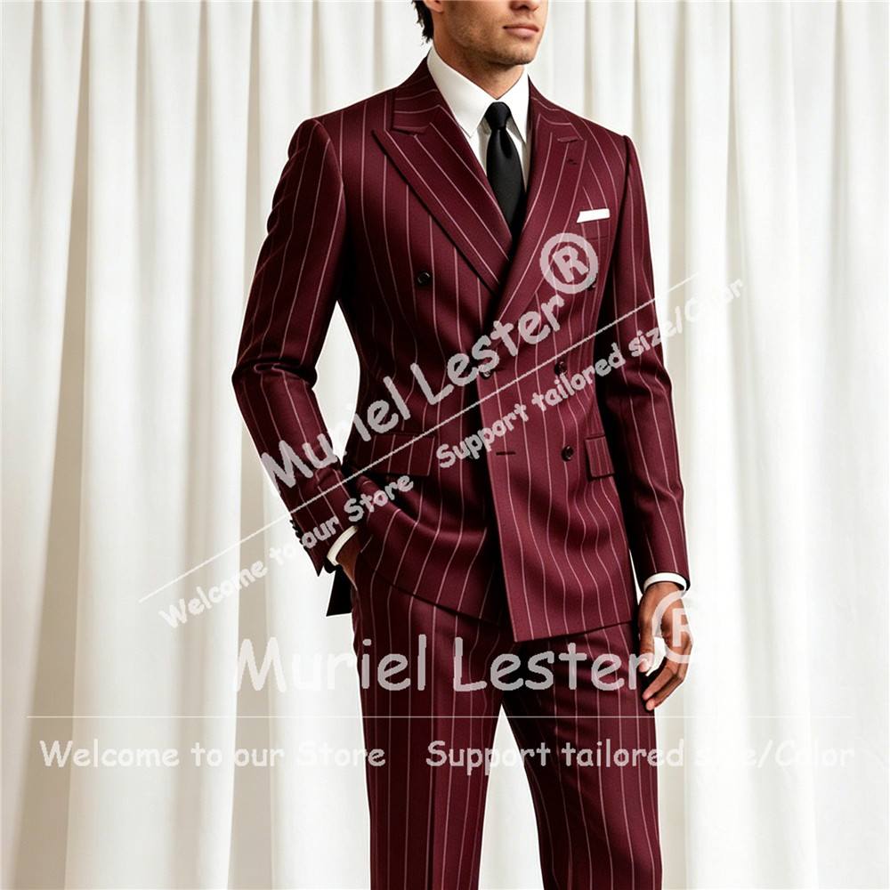 Elegant Formal Men'S Wear - Eleganter Streifenanzug für Herren, 2-teiliges Set,
