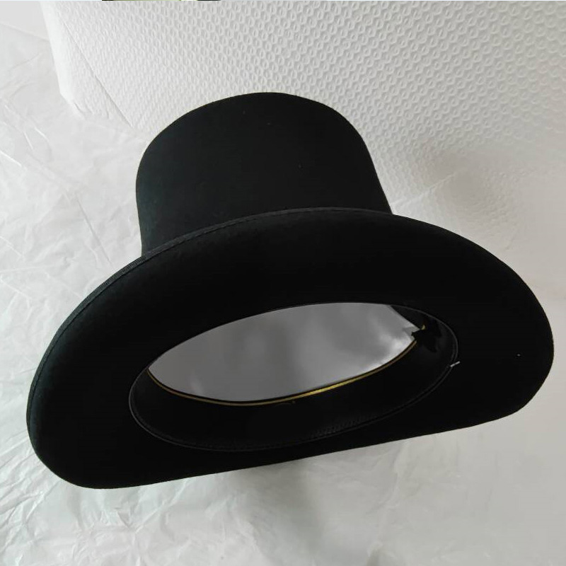 Victorian Men'S Formal Wear - Schwarzer 25cm Wollfilz-Zylinderhut für Herren, Formeller