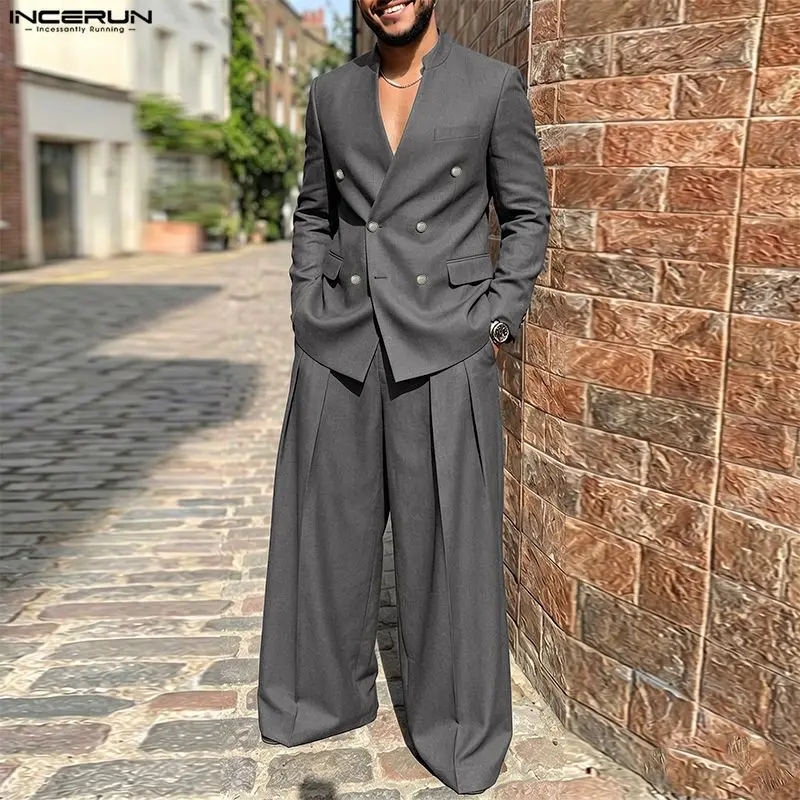 Mens Formal - INCERUN Herren-Sets Einfarbig V-Ausschnitt Langarm-Blazer Hose