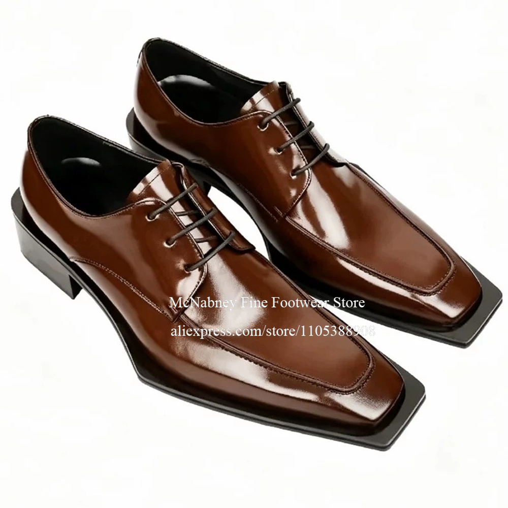 Men Formal Party Wear Dress - Spikeschnürschuhe aus Leder Schwarze Alpha-Male Gentleman