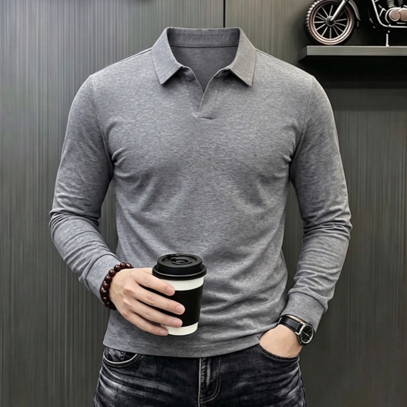 Mens Formal - Herren Business Casual Langarm T-Shirt Frühling