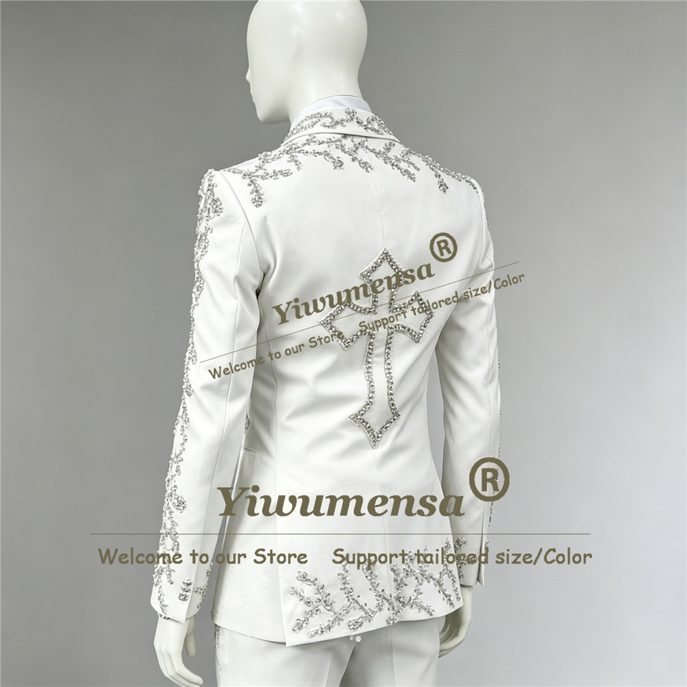Men Formal Wear Pinterest - Neuestes Design Herren-Smokinganzug Funkelnde Diamant-Perlen-Jacke Hose