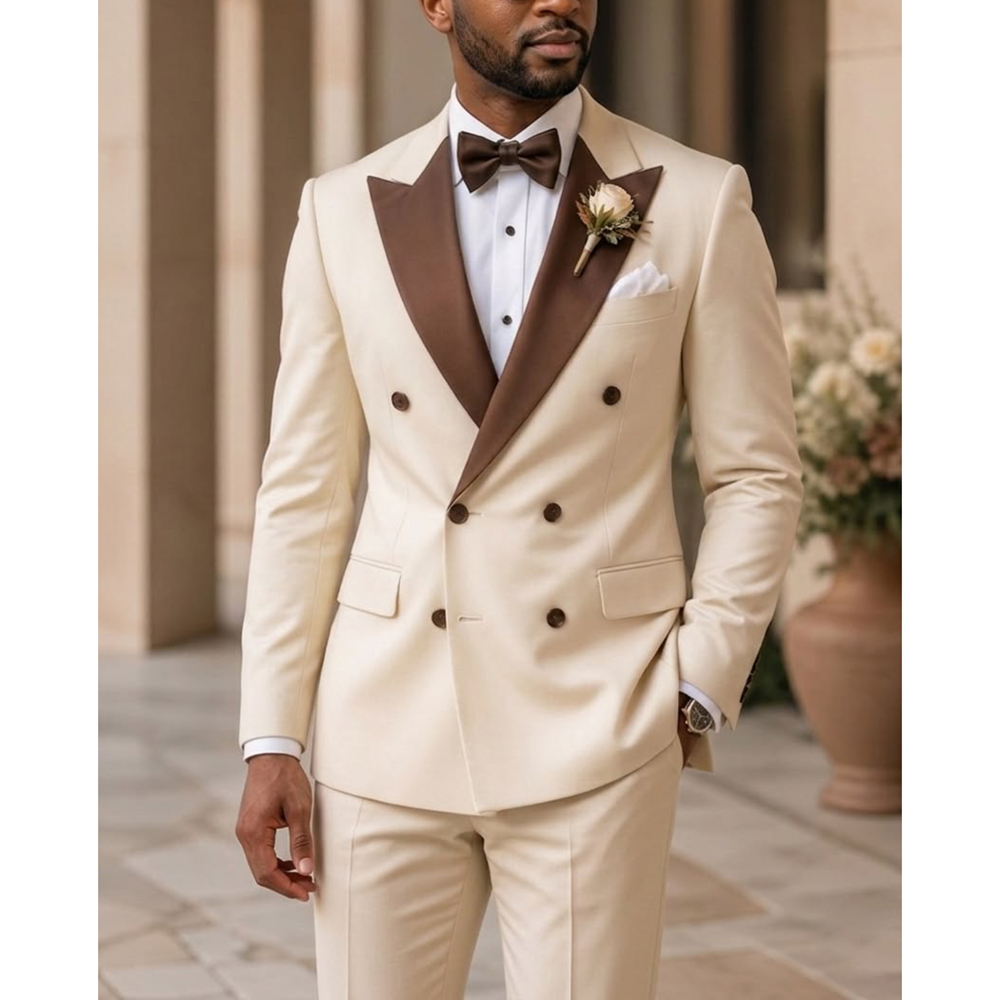 Men Formal Wear Outfits - Herren Doppelreihiger Smoking Anzug mit spitzem