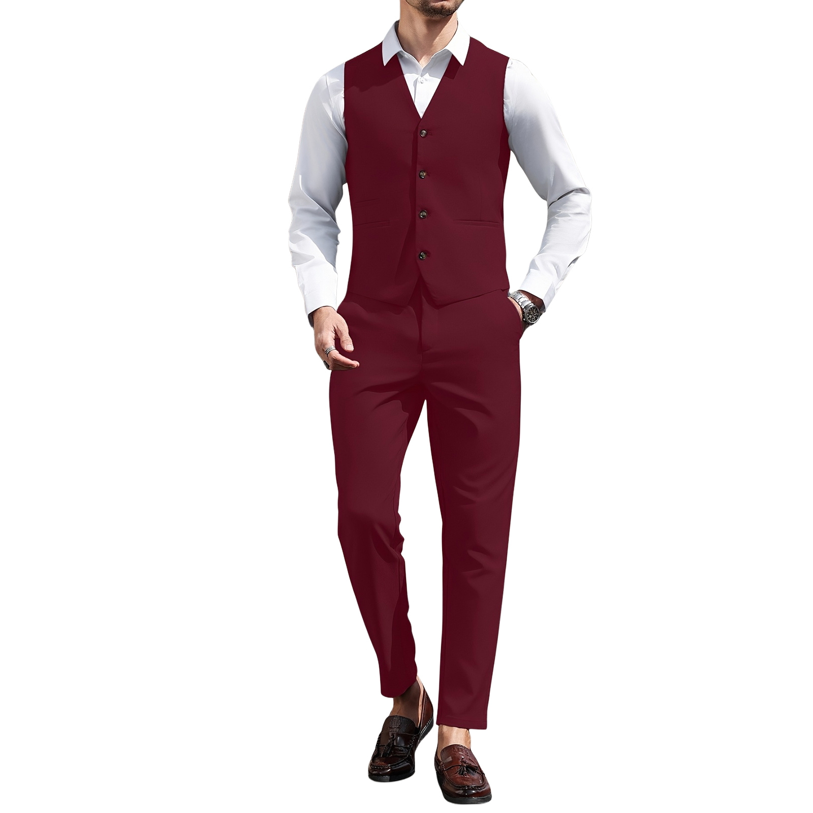 Herren Burgunderroter 2-Teilig – Men Formal Wear Outfits Bewertung und Preis