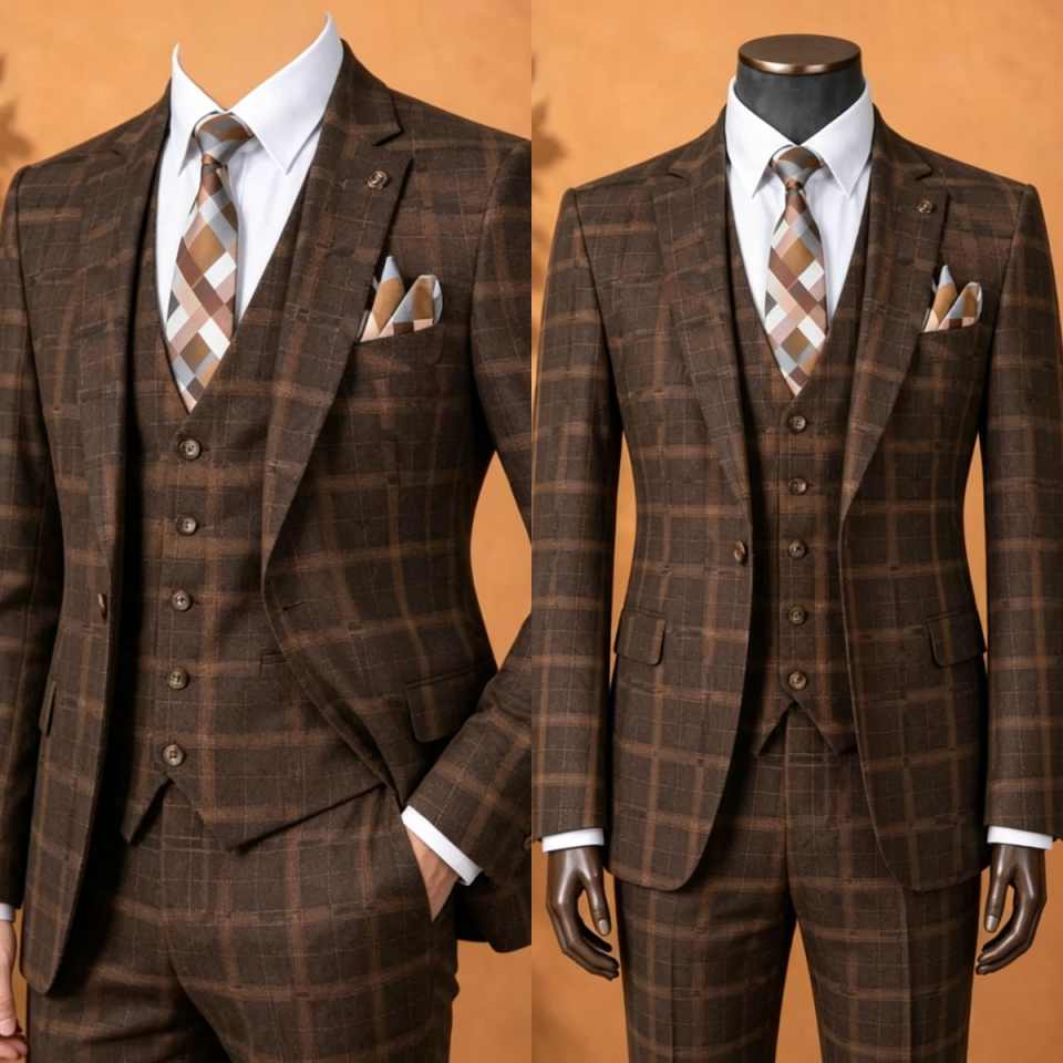 Eleganter brauner karierten He – Elegant Formal Men'S Wear Bewertung und Preis