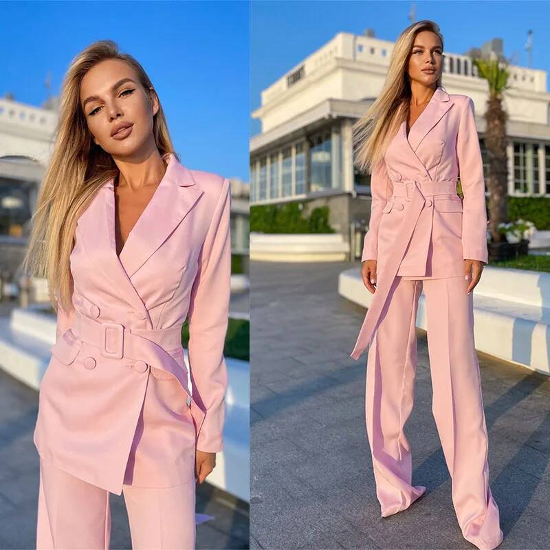 Damen Rosa Anzüge 2-teilig Bus – Double Breasted Blazer Bewertung und Preis